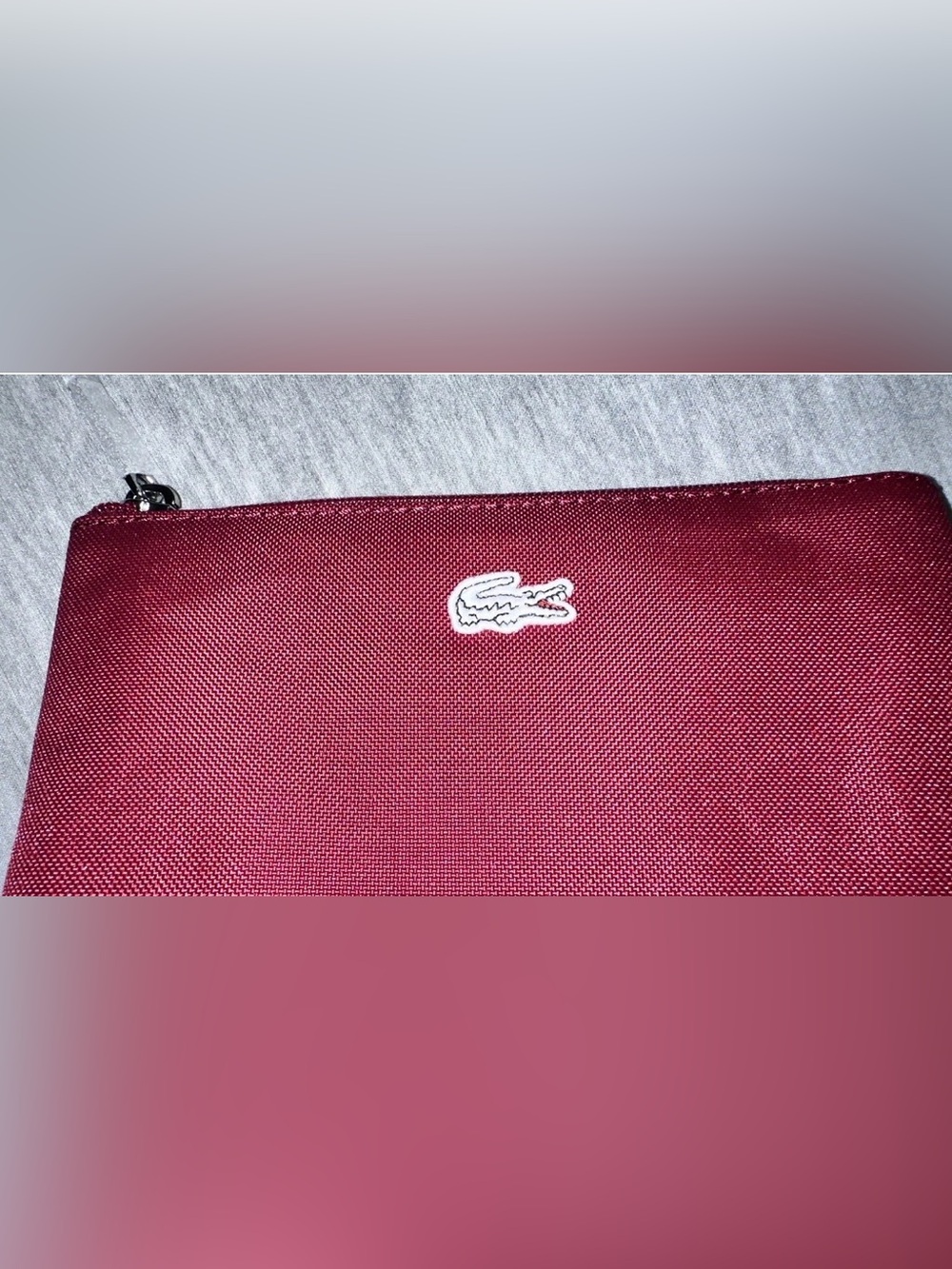 Lacoste cosmetic pouch burgundy Zip Pouch with Crocodile Emblem